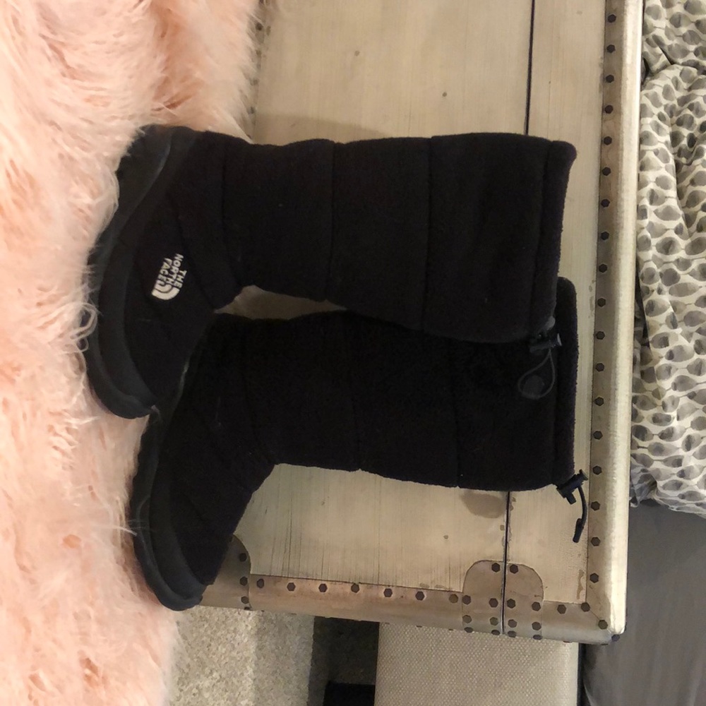 North Face Tall Black Fleece Snow Boots